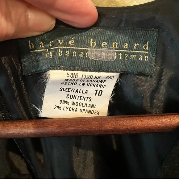 Harve Benard Embroidered Black Wool Shift Dress sz 10 Academia Preppy Vintage - Picture 7 of 13